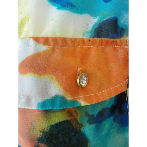 Sunny Leigh Women Small Shirt Floral Sheer Chiffon Jewel Button Multicolor Tunic - Picture 5 of 9